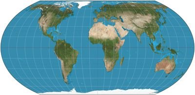 World map drawn on the Equal Earth projection, an equal-area pseudocylindrical projection in which every landmass occupies its true relative size
